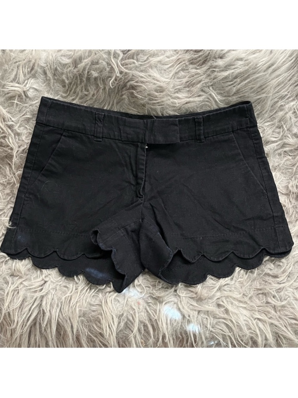 J crew black linen scalloped hem shorts 4
